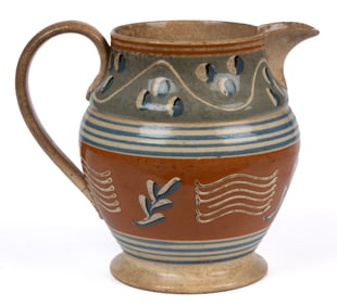 BRITISH PEARLWARE DIPPED WARE / MOCHA CERAMIC JUG / PITCHER