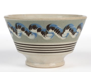 BRITISH PEARLWARE EARTHWORM DIPPED WARE / MOCHA CERAMIC BOWL