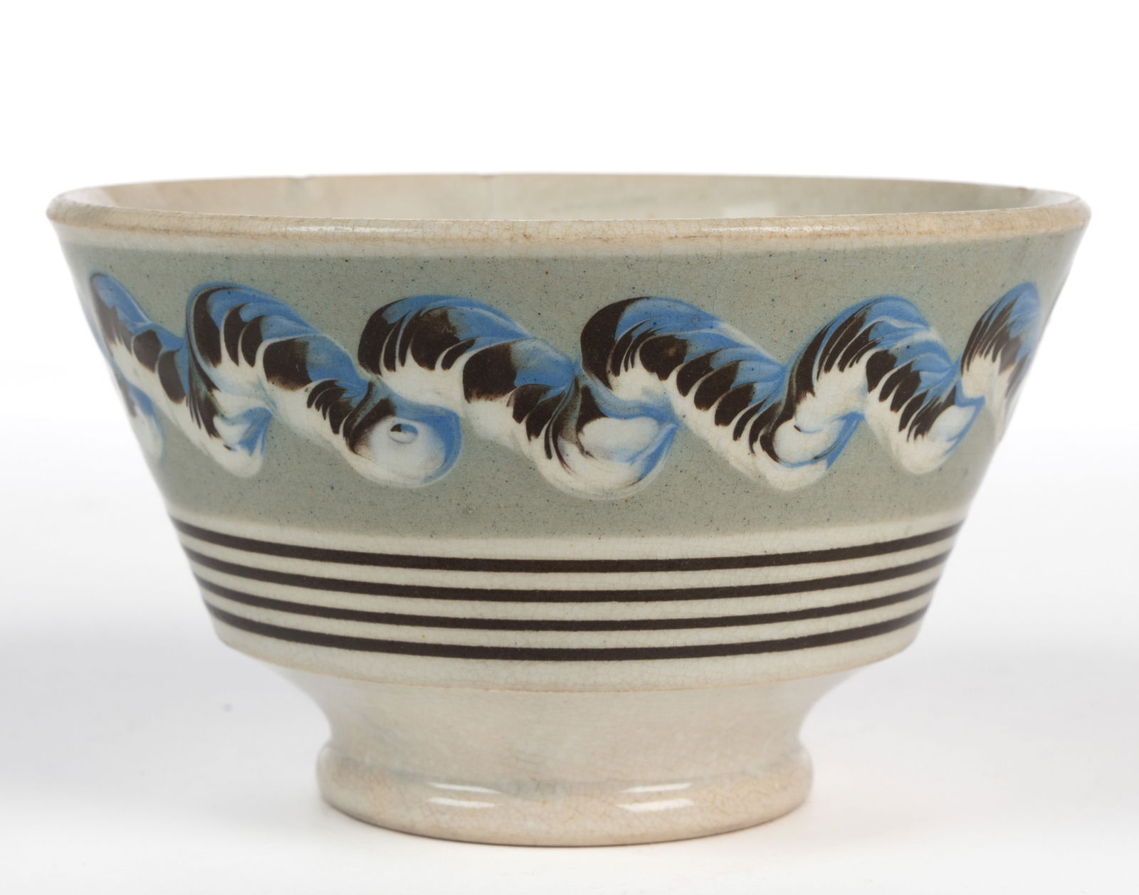 BRITISH PEARLWARE EARTHWORM DIPPED WARE / MOCHA CERAMIC BOWL (1 of 6)