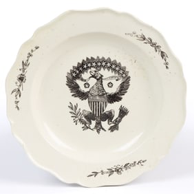 ENGLISH CREAMWARE TRANSFER-PRINTED AMERICAN MARKET PLATE
