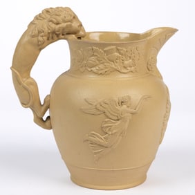 ENGLISH STAFFORDSHIRE SMEAR-GLAZED STONEWARE GEORGE IV COMMEMORATIVE JUG