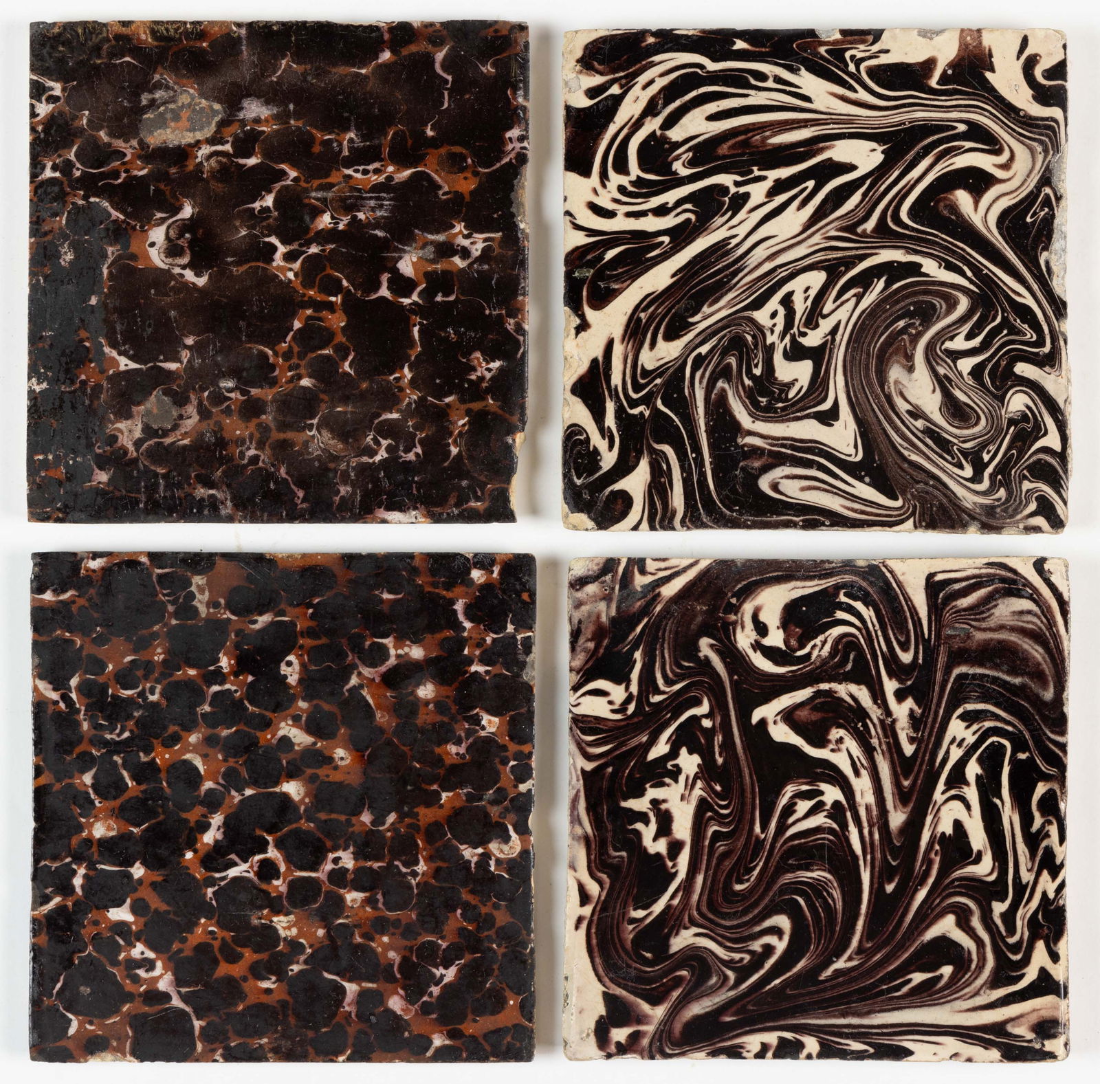 DUTCH DELFT TIN-GLAZED EARTHENWARE TILES, LOT OF FOUR (1 of 2)