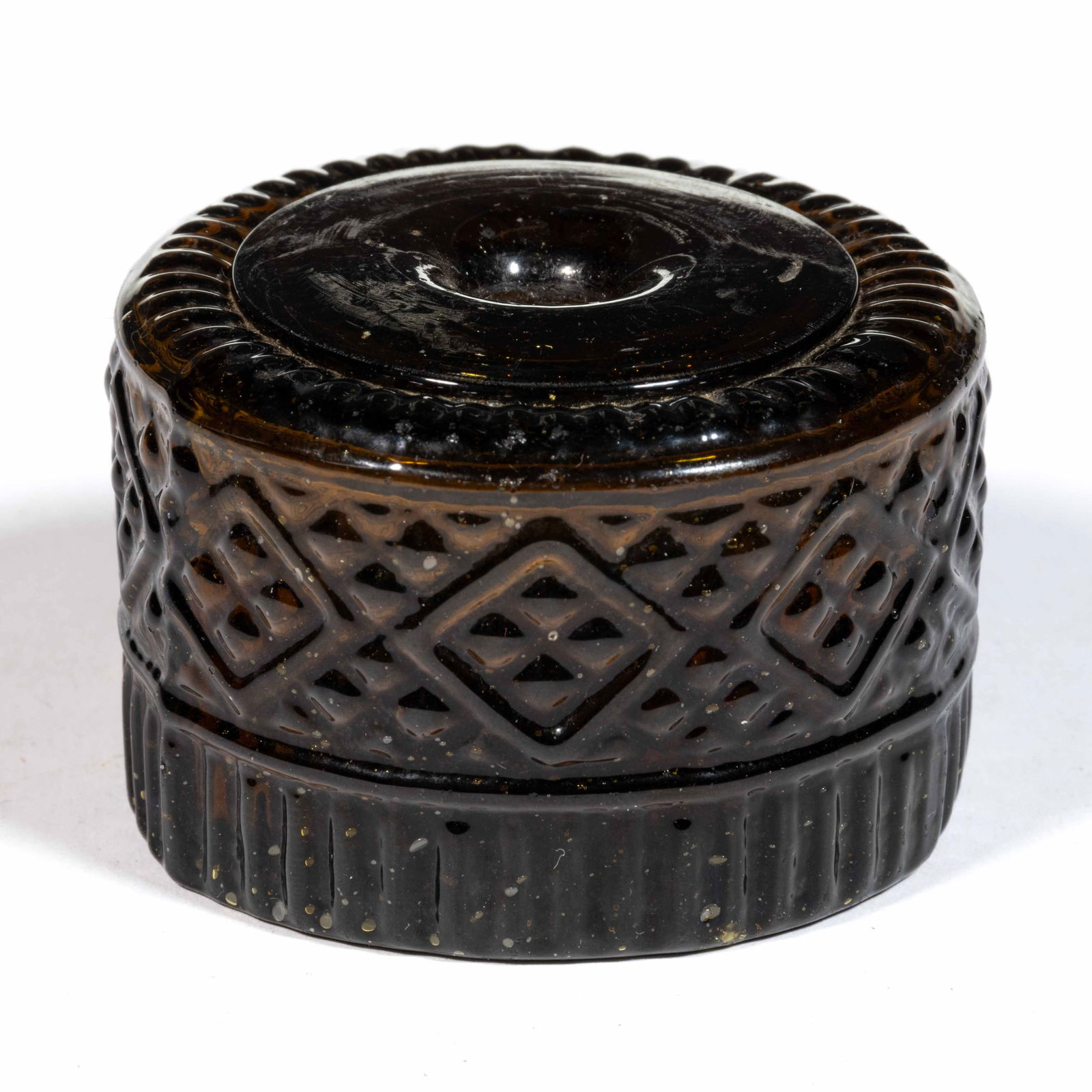GIII-29 BLOWN-MOLDED THREE MOLD GEOMETRIC INKWELL / INK BOTTLE (1 of 1)