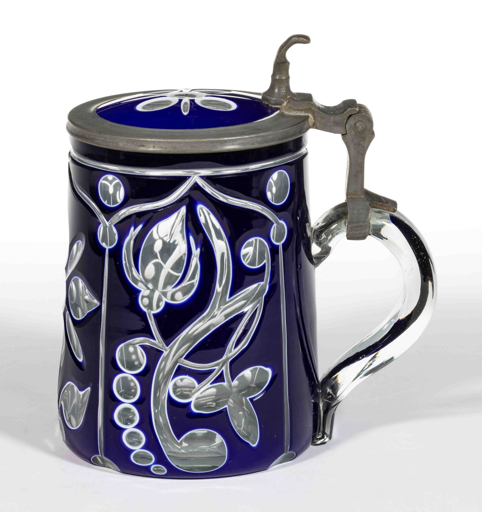 BOHEMIAN CUT DOUBLE-OVERLAY GLASS STEIN (1 of 3)