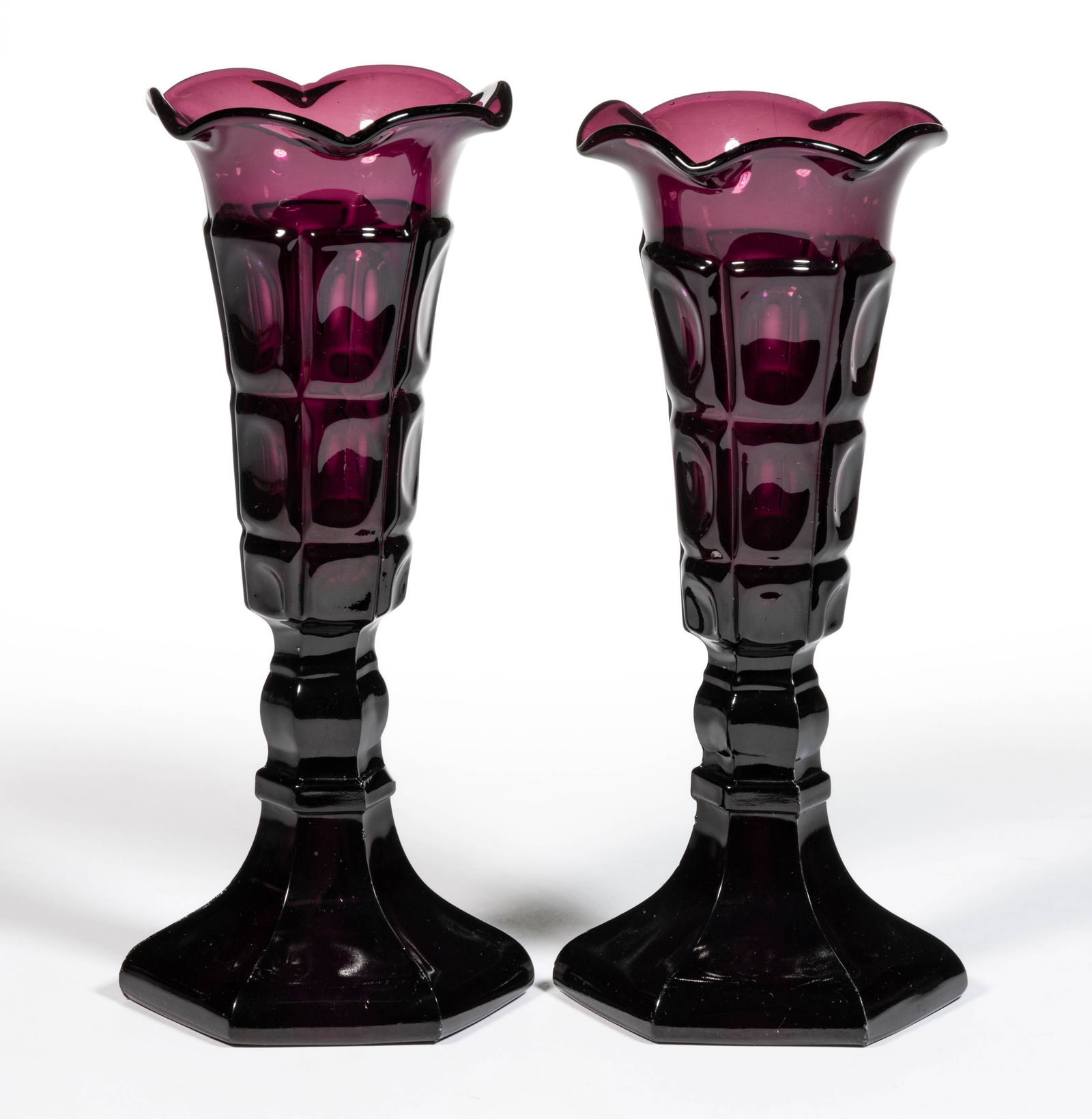 PRESSED THREE-PRINTIE BLOCK NEAR PAIR OF VASES (1 of 1)