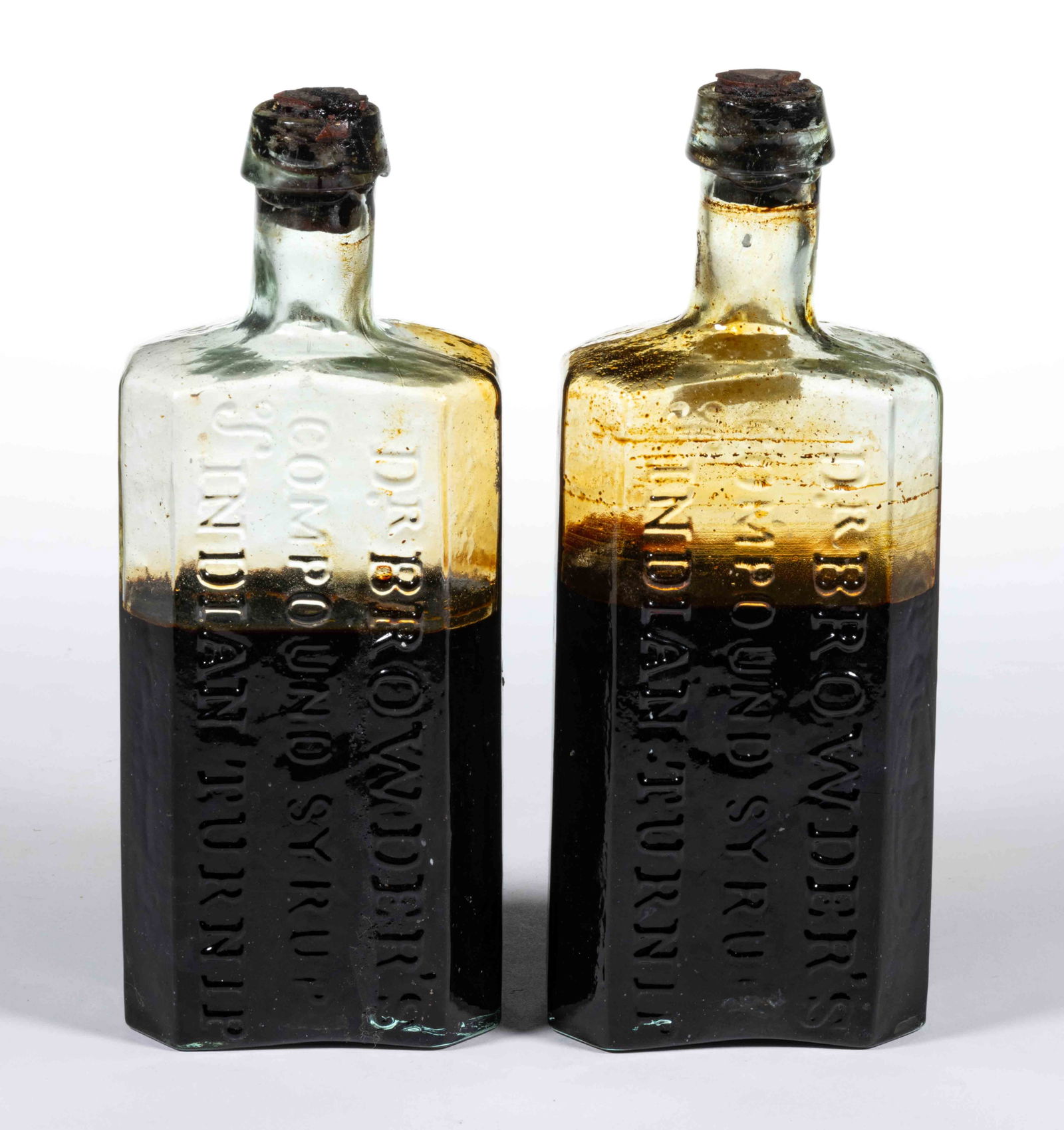 DR. BROWDER'S COMPOUND SYRUP OF INDIAN TURNIP MEDICINE BOTTLES, LOT OF TWO (1 of 1)