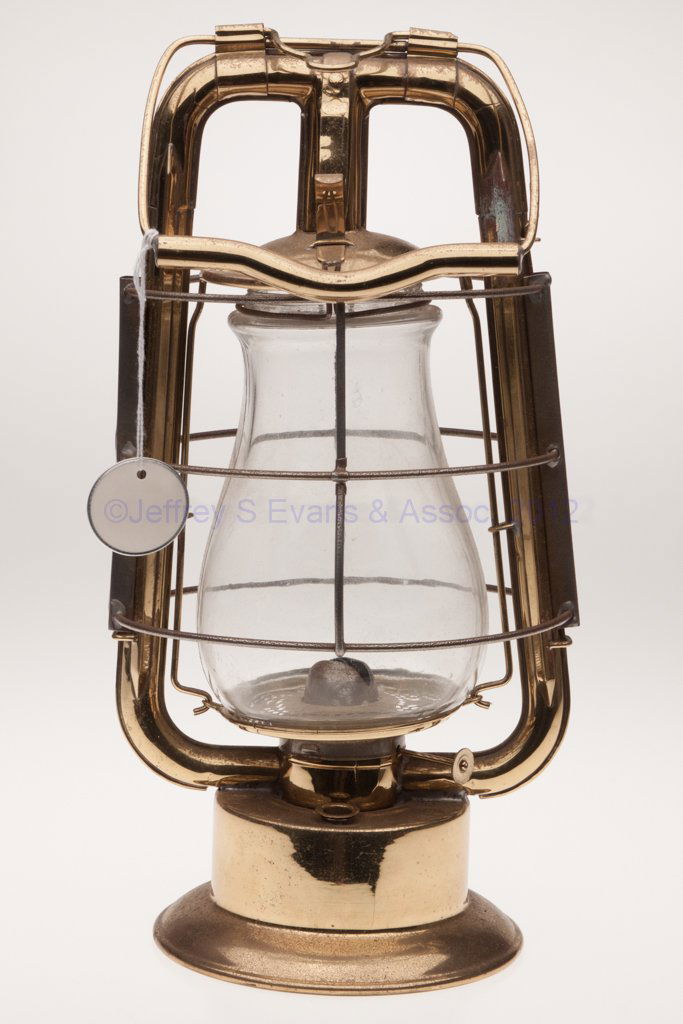 DIETZ "KING" FIRE DEPARTMENT BRASS HOT BLAST TUBULA: DIETZ "KING" FIRE DEPARTMENT BRASS HOT BLAST TUBULAR LANTERN, bail handle and apparatus hook, font embossed "DIETZ KING" and reverse "FIRE DEP'T", side-refill feature, central tube marked with various