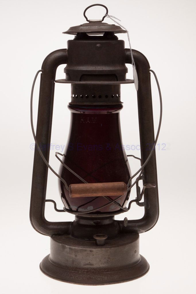 C. T. HAM MANUFACTURING CO. SHEET IRON COLD BLAST T: C. T. HAM MANUFACTURING CO. SHEET IRON COLD BLAST TUBULAR LANTERN, bail handle with wooden hand grip, font embossed "C. T. HAM MFG. CO. / ROCHESTER N.Y. U.S.A.", and reverse "NO 2 COLD BLAST", side-re