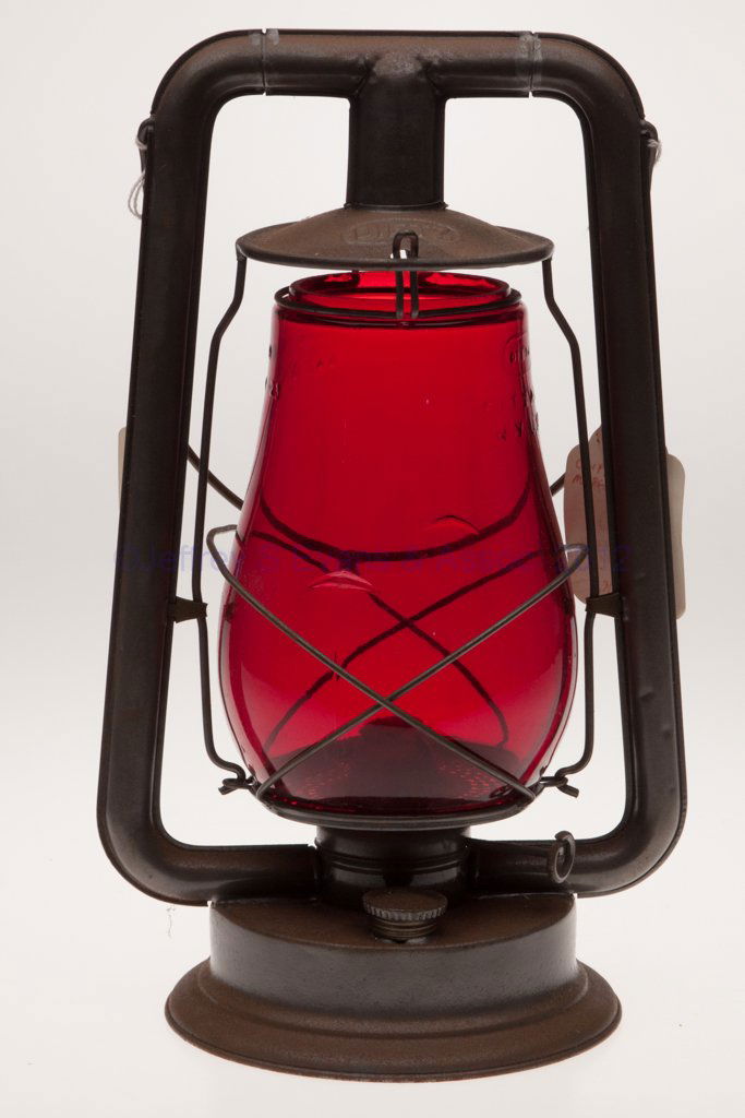 DIETZ "CLIPPER" SHEET IRON HOT BLAST TUBULAR LANTE: DIETZ "CLIPPER" SHEET IRON HOT BLAST TUBULAR LANTERN, bail handle, cover embossed "DIETZ", top of font embossed with a clipper ship between "DIETZ" and "CLIPPER / MADE IN U.S.A.", red/ruby globe embos