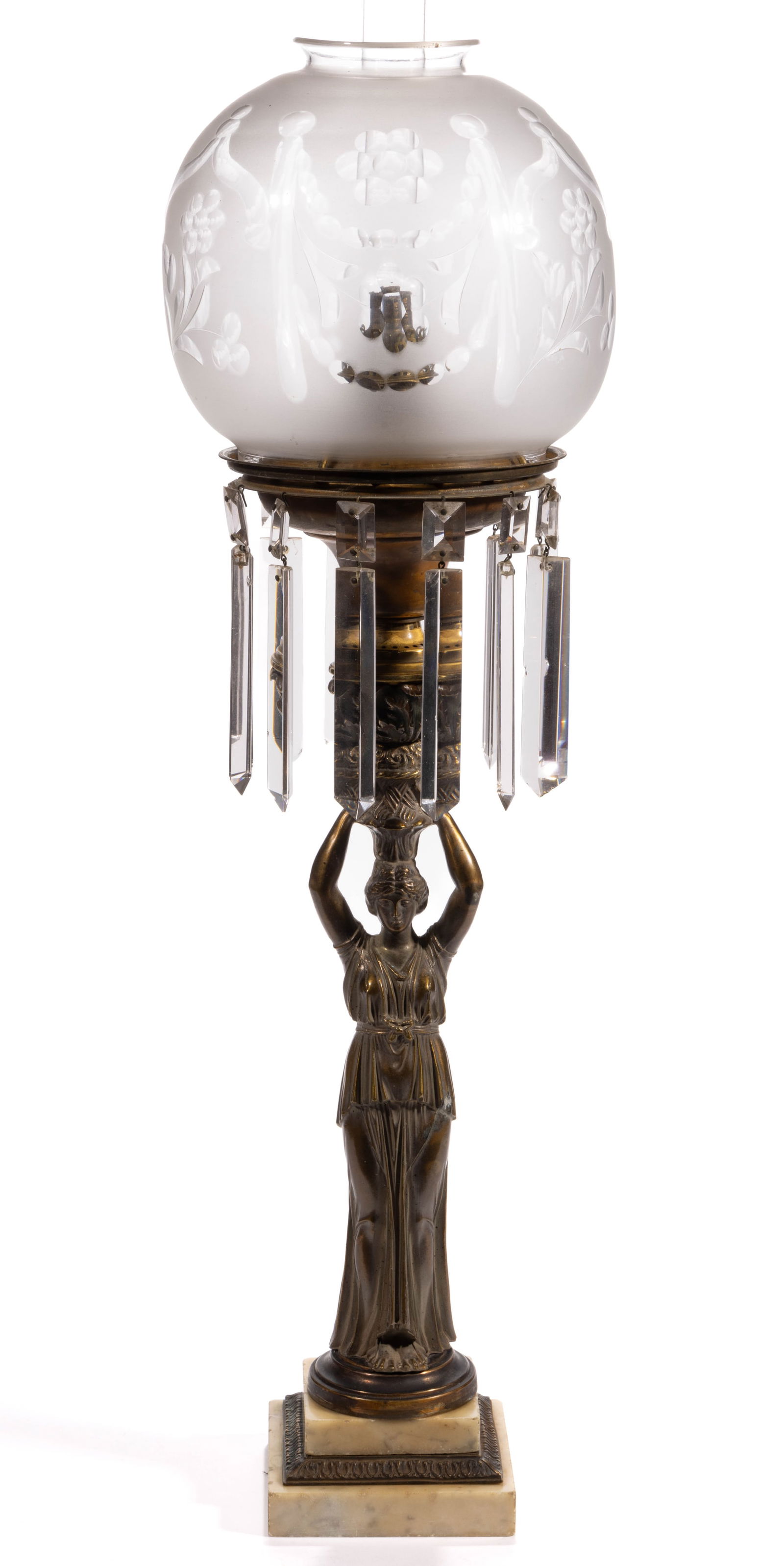 BRASS / BRONZE FIGURAL STEM SOLAR STAND LAMP (1 of 4)