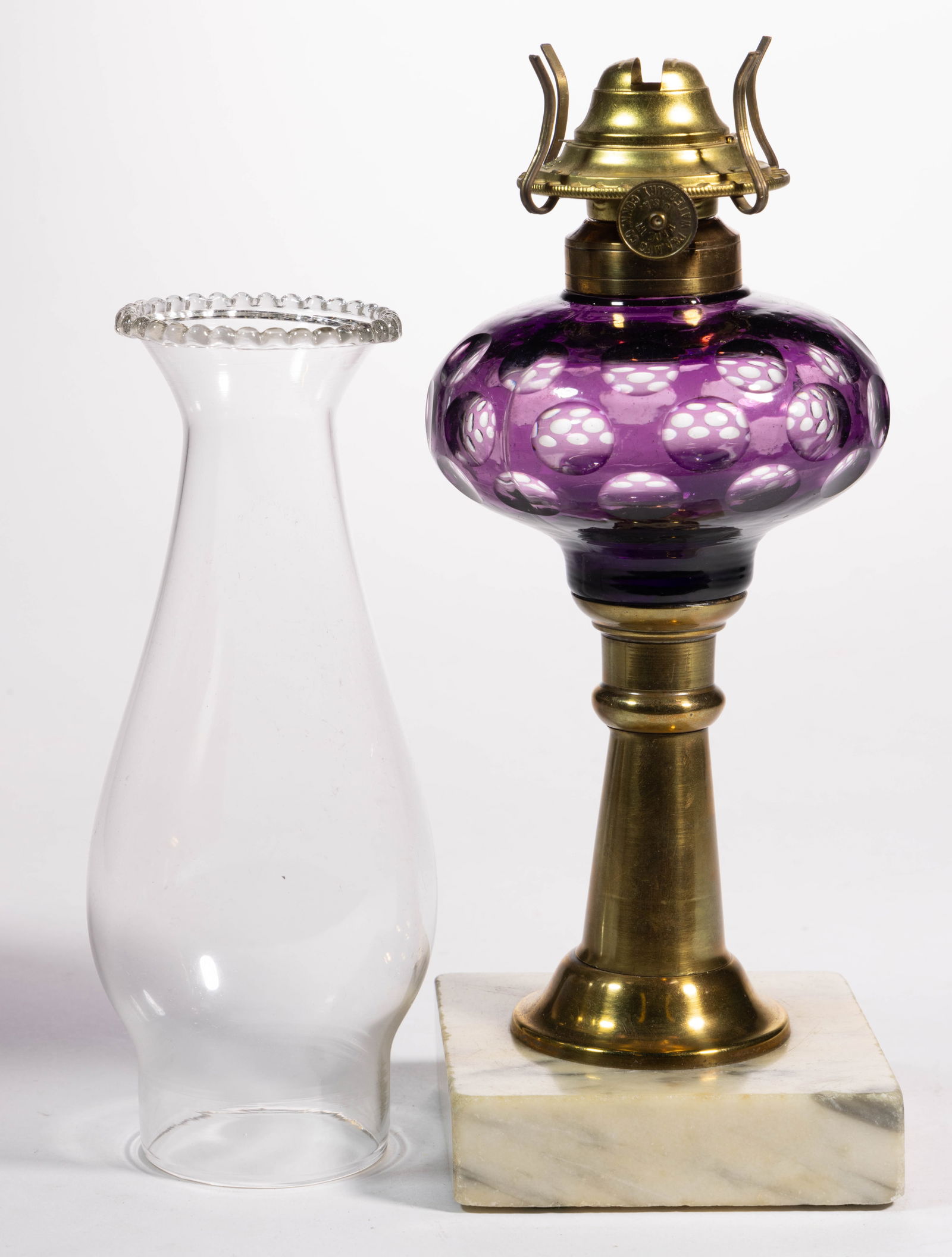 CUT OVERLAY PUNTY KEROSENE STAND LAMP (1 of 1)