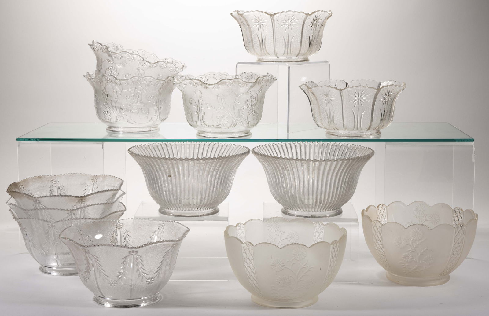 ASSORTED PATTERN GAS LAMP SHADES, LOT OF 13 (1 of 1)