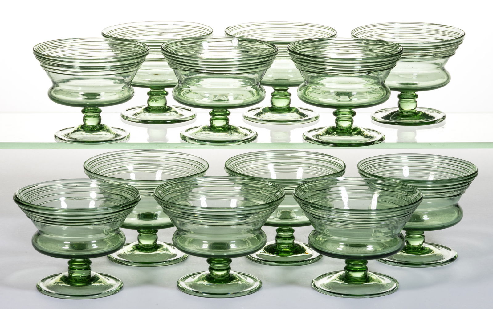 STEUBEN NO. 6333 THREADED ART GLASS SHERBETS, SET OF 12 (1 of 1)