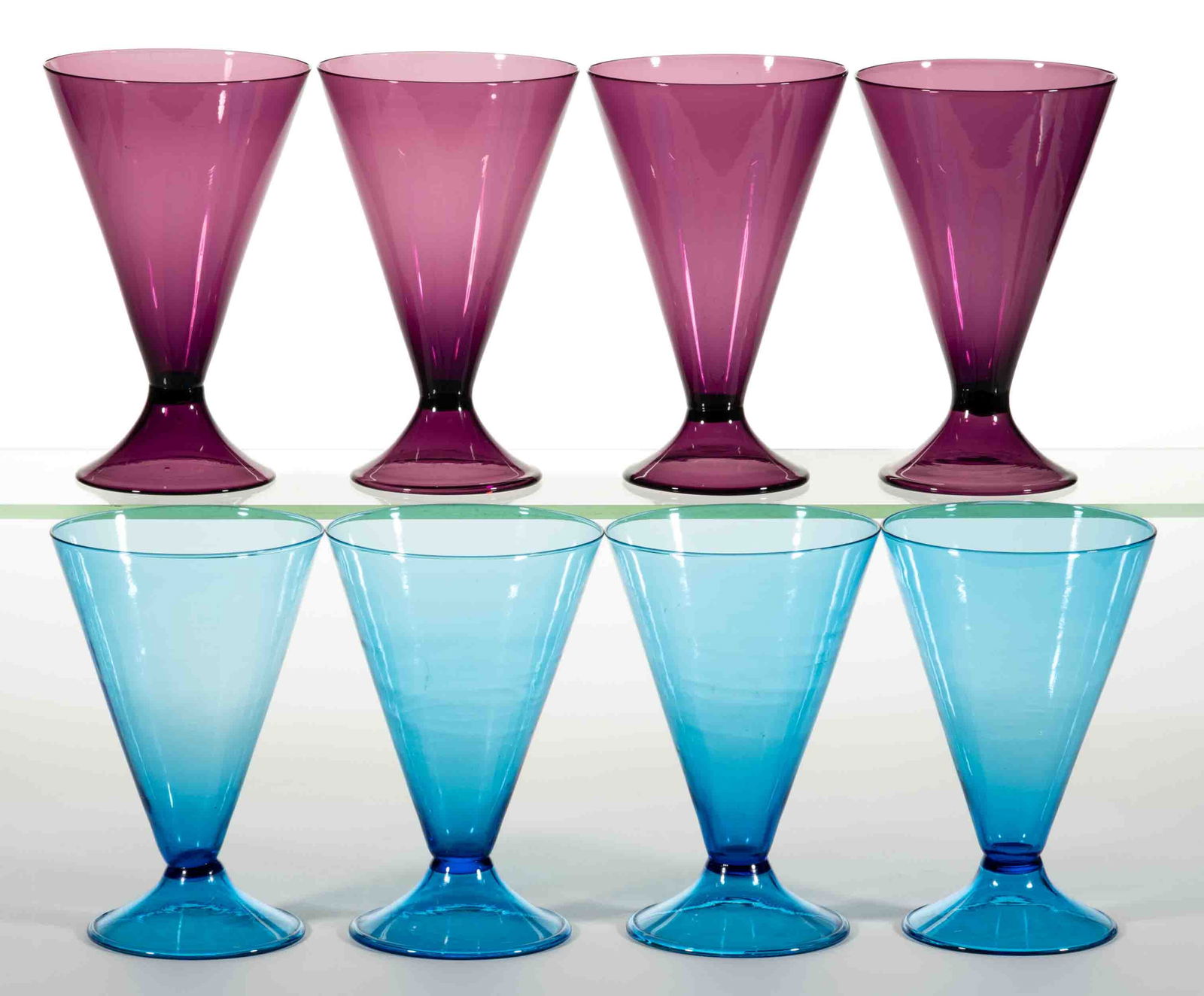 STEUBEN NO. 5192 ART GLASS GOBLETS, LOT OF EIGHT (1 of 1)