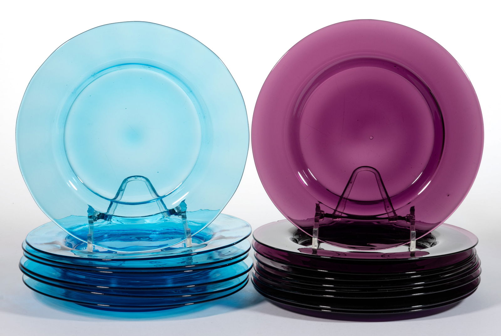 STEUBEN ART GLASS PLATES, LOT OF 16 (1 of 1)