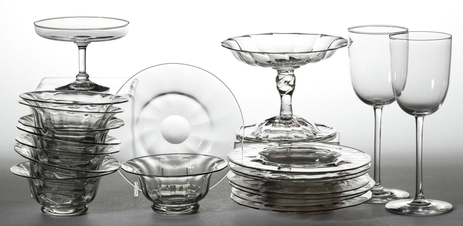 STEUBEN CRYSTAL ART GLASS TABLE ARTICLES, LOT OF 20 (1 of 1)