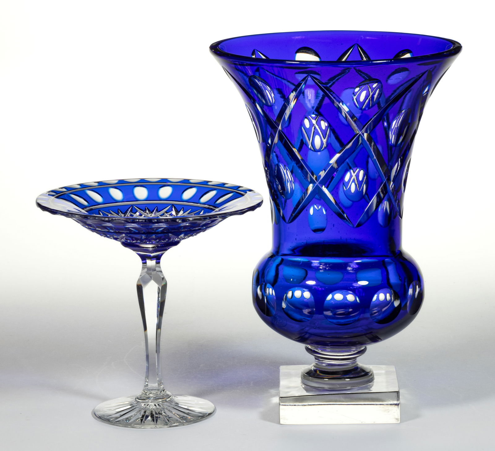 PAIRPOINT ADELAIDE CUT-OVERLAY ART GLASS ARTICLES, LOT OF TWO (1 of 1)