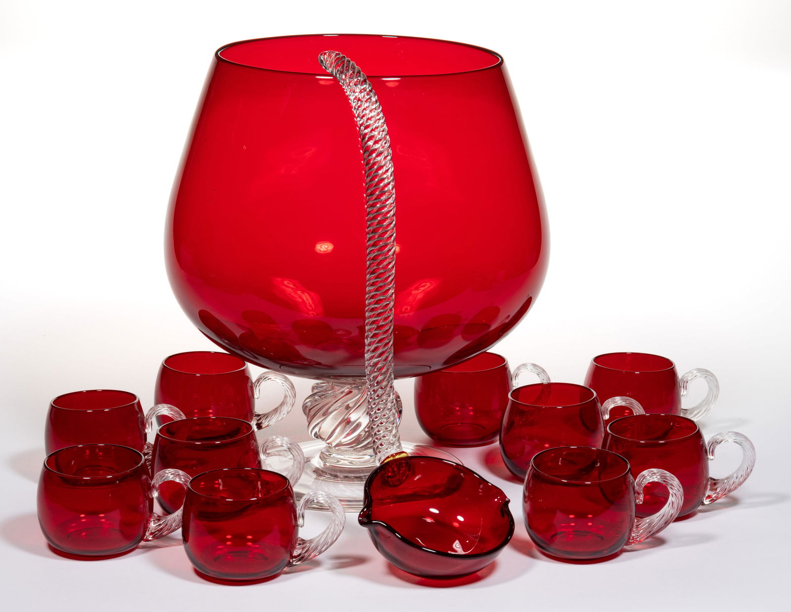 GUNDERSEN SWIRLED CONNECTOR ART GLASS 12-PIECE PUNCH SET (1 of 1)