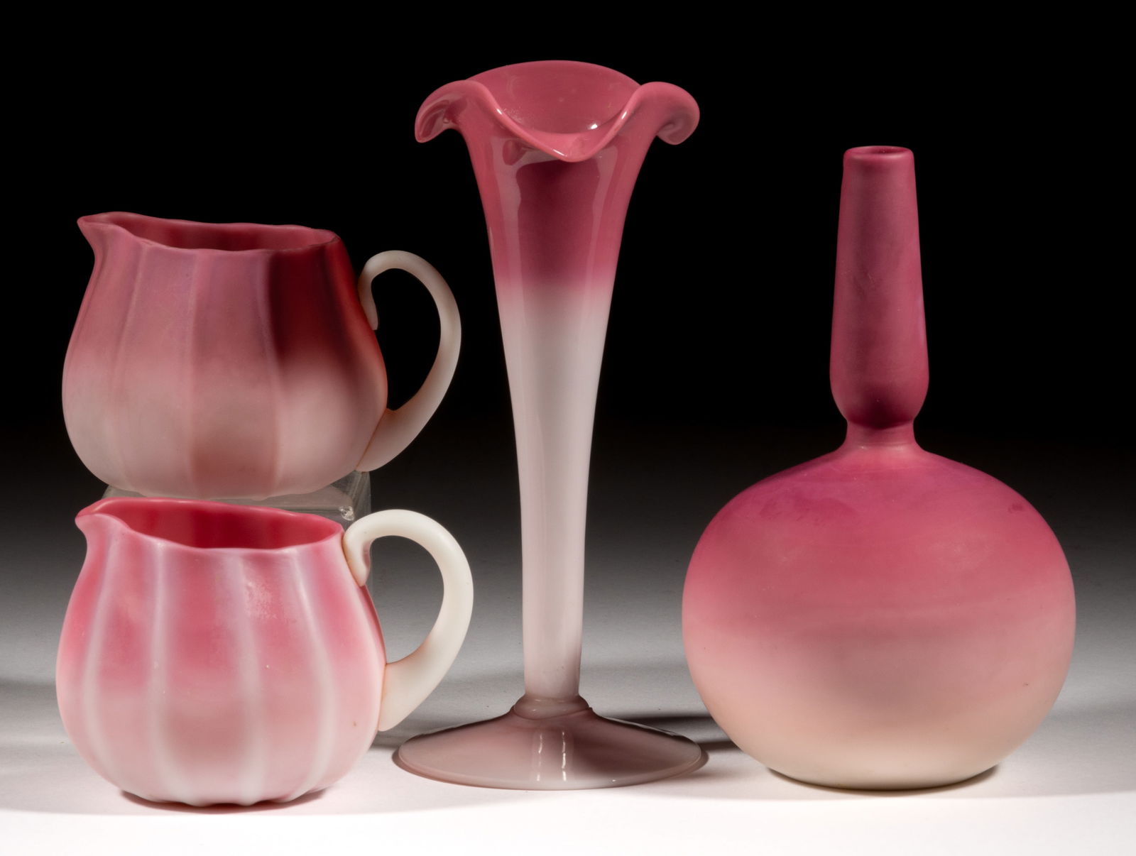 NEW ENGLAND PEACHBLOW ART GLASS ARTICLES, LOT OF THREE (1 of 1)