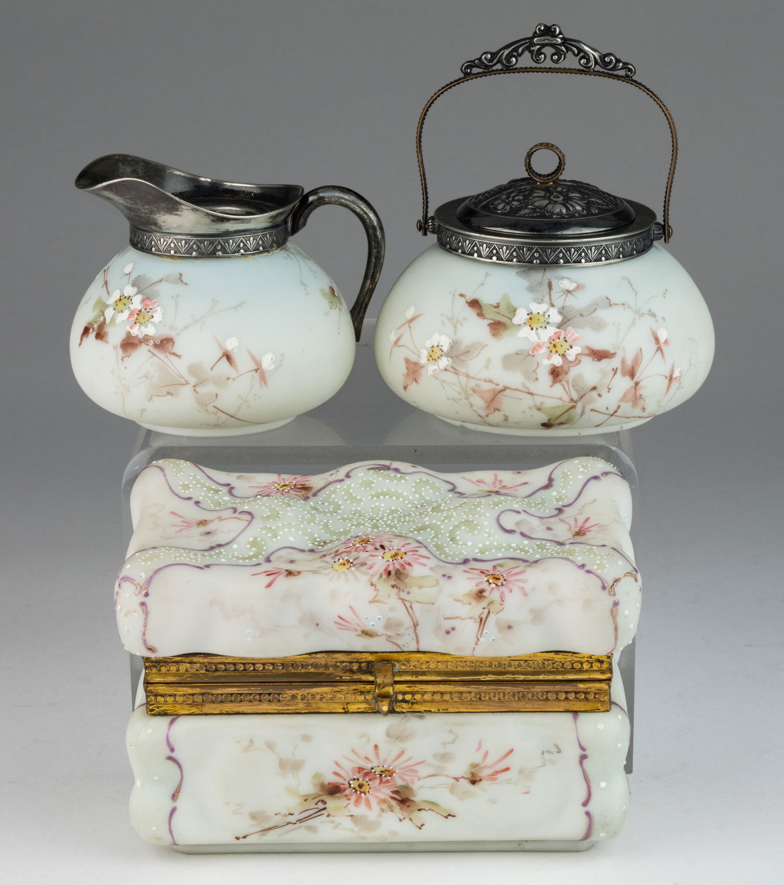 MT. WASHINGTON / SMITH BROS.  AND WAVE CREST ASSORTED DECORATED OPAL ARTICLES, LOT OF THREE (1 of 1)