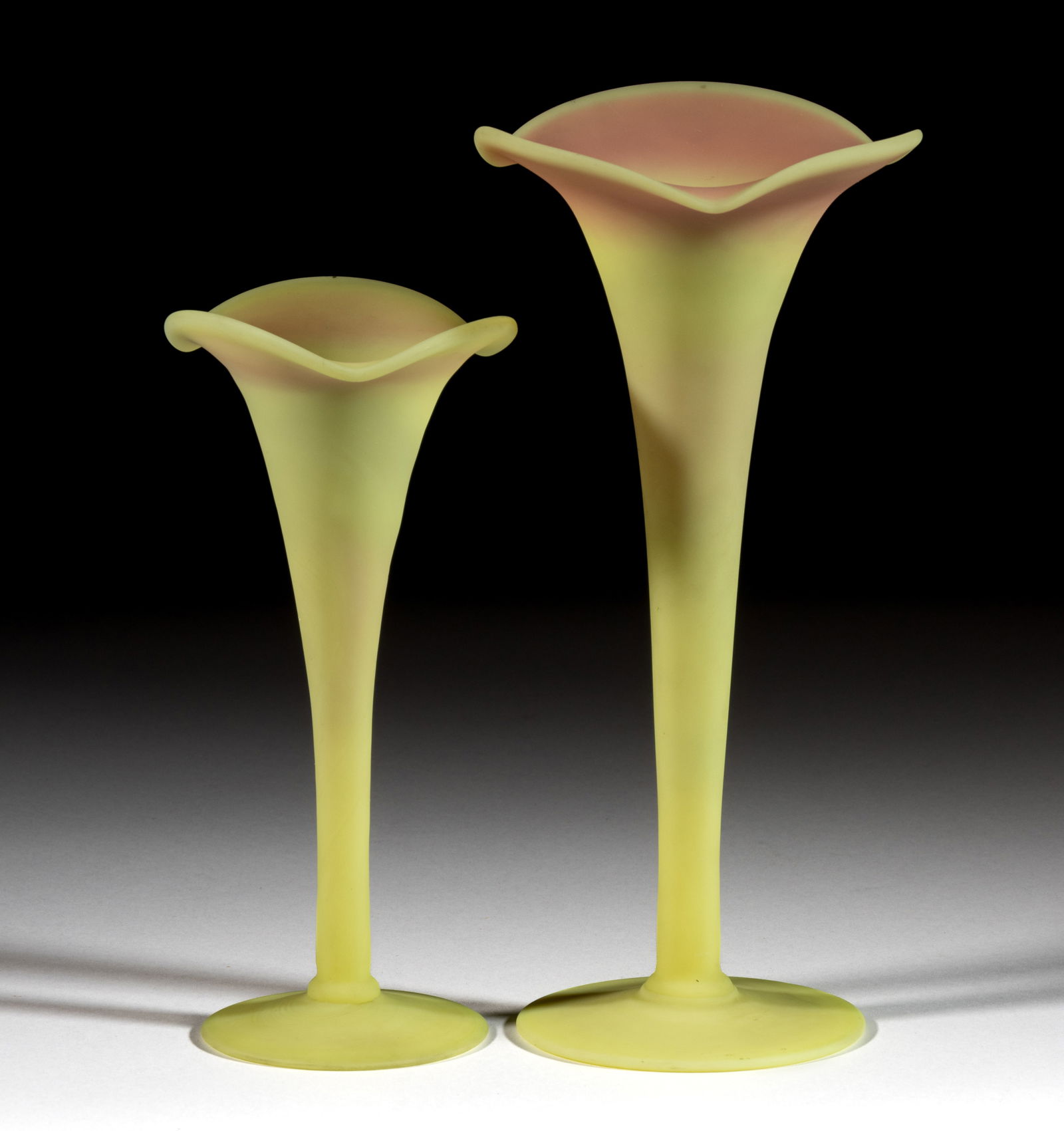 MT. WASHINGTON BURMESE LILY VASES, LOT OF TWO (1 of 1)