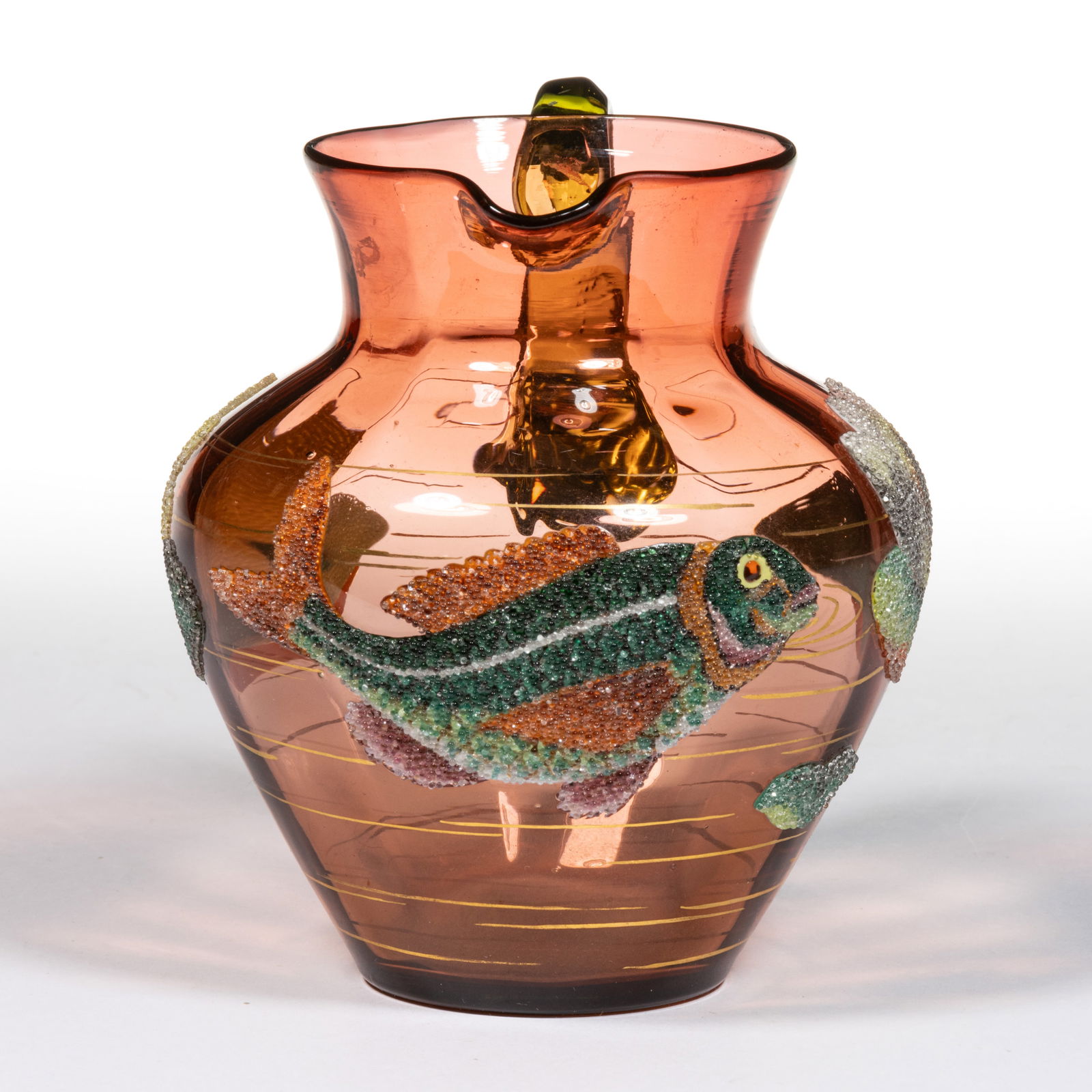 AMBERINA CORALENE-DECORATED ART GLASS PITCHER (1 of 3)