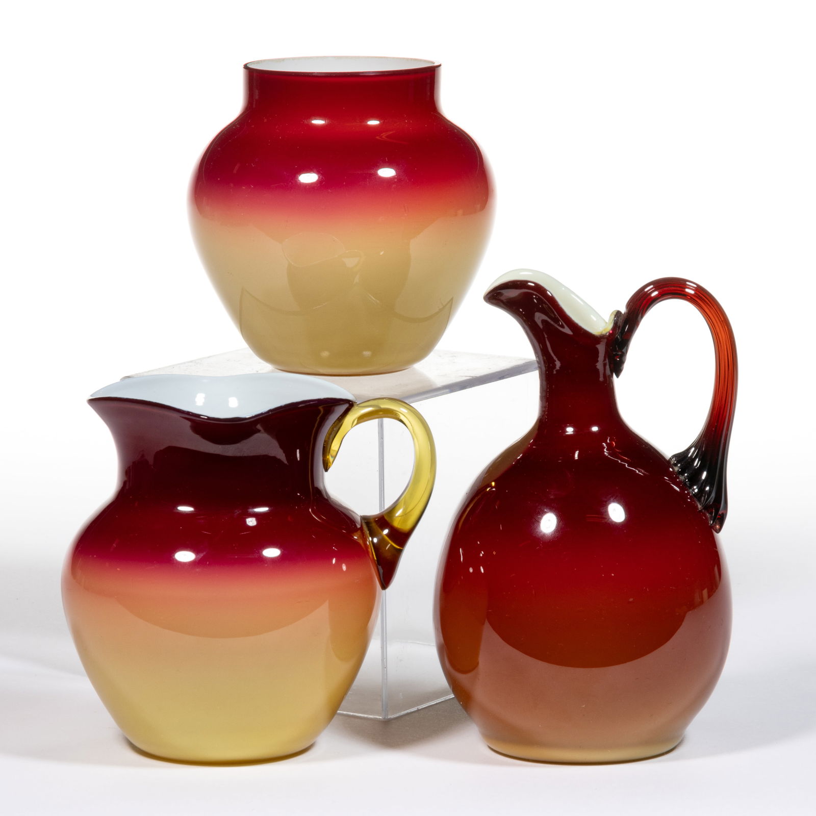 HOBBS CORAL (OMN) / PEACH BLOW ARTICLES, LOT OF THREE (1 of 1)