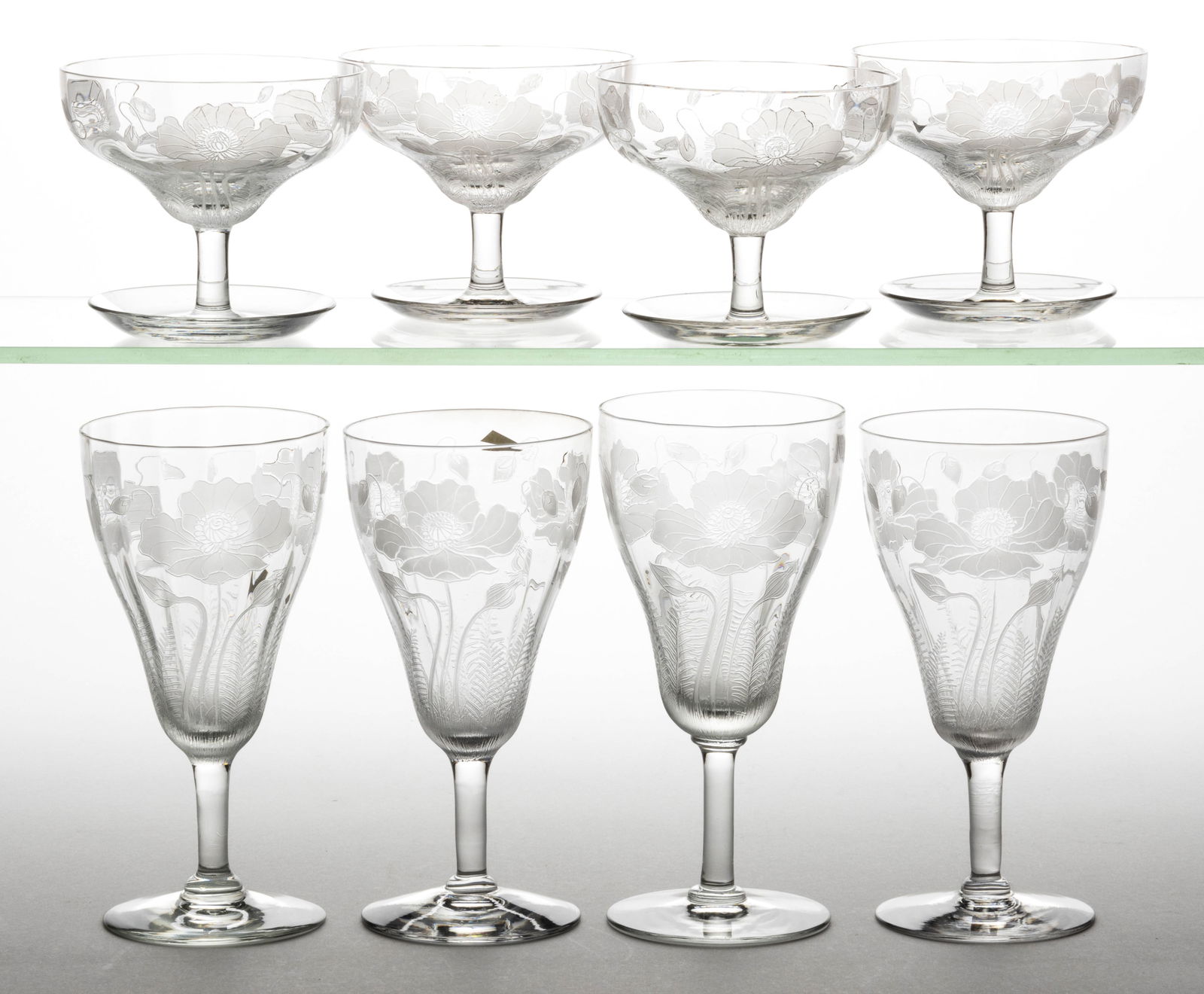 LOCKE ART GLASS POPPY ARTICLES, LOT OF EIGHT (1 of 2)