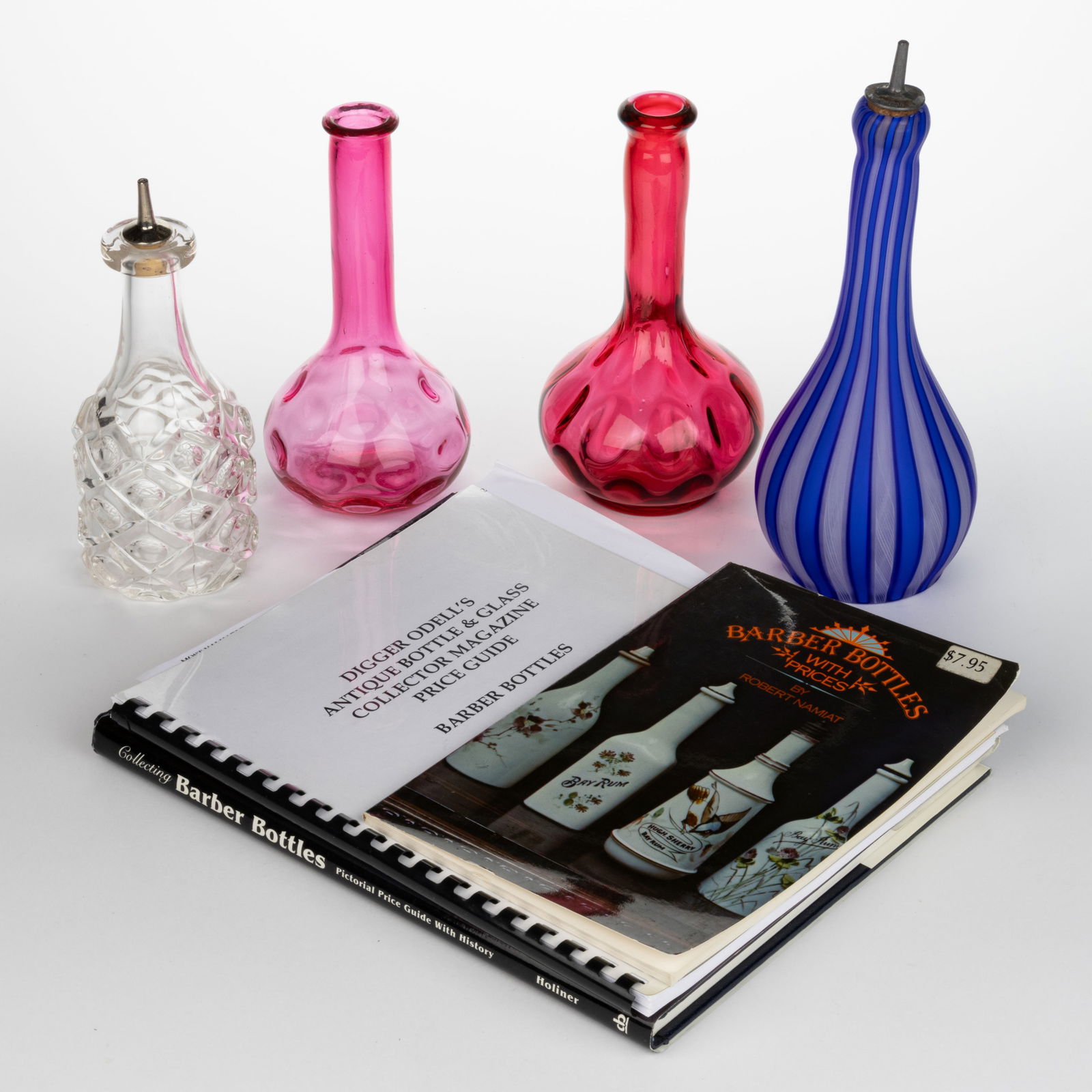 ASSORTED GLASS BARBER'S / BITTER'S BOTTLES, LOT OF FOUR (1 of 1)