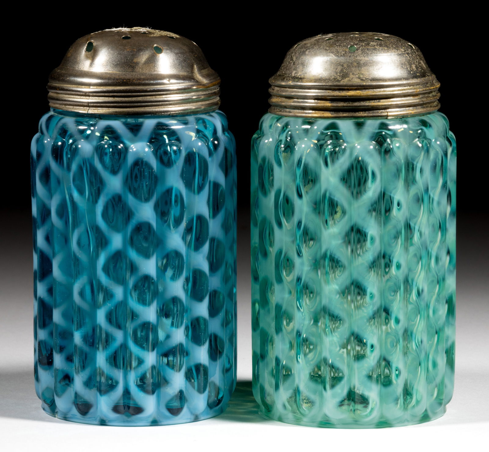 RIBBED OPAL LATTICE SUGAR SHAKERS, LOT OF TWO (1 of 1)