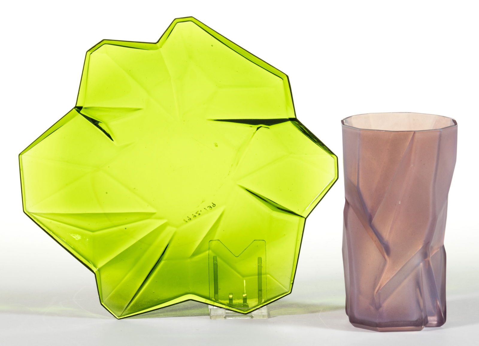 PHOENIX-CONSOLIDATED RUBA RHOMBIC ART GLASS ARTICLES, LOT OF TWO (1 of 1)