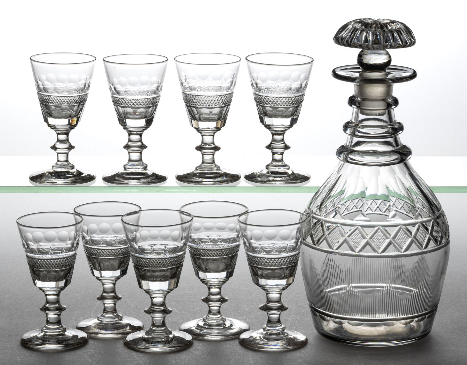 ANGLO-IRISH CUT GLASS DRINKING ARTICLES, LOT OF TEN (1 of 1)