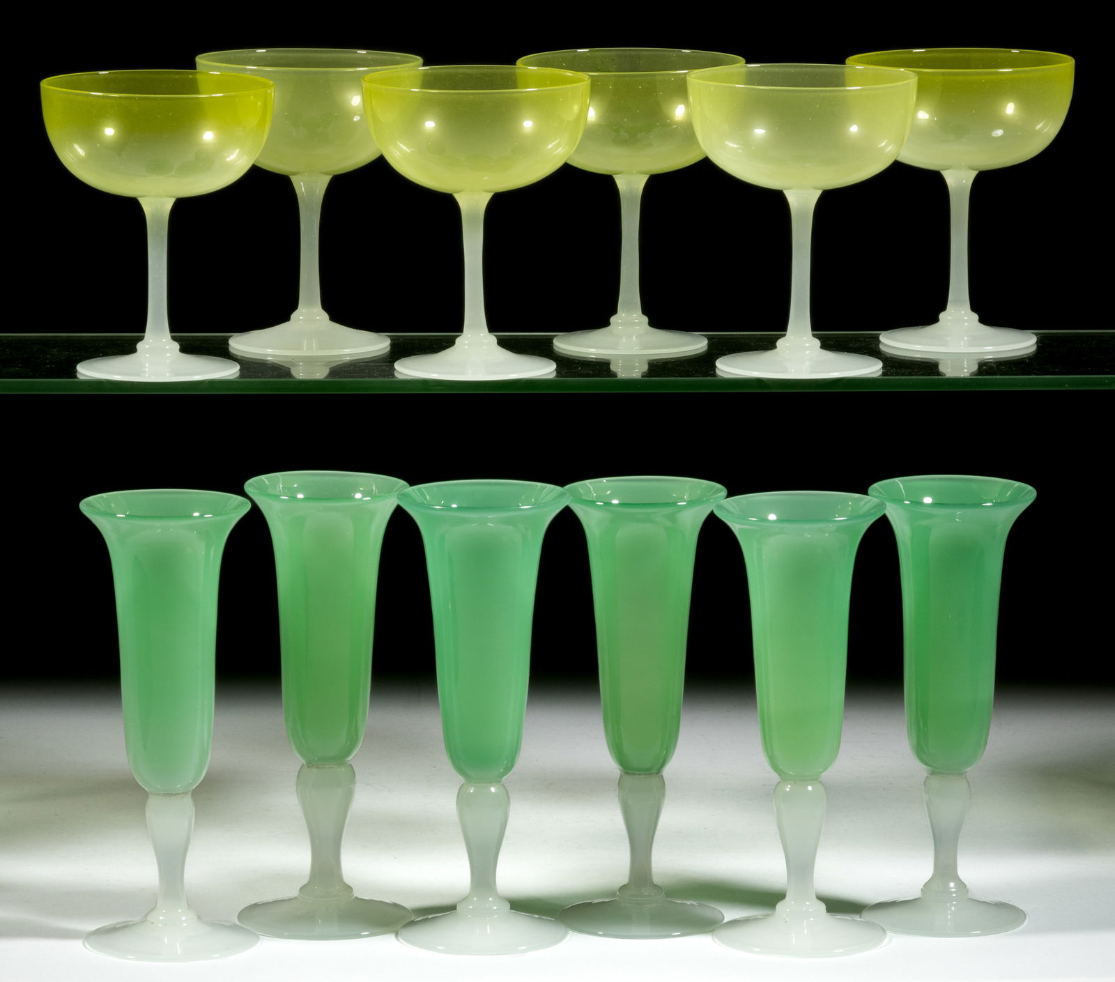 ASSORTED ALABASTER ART GLASS DRINKING ARTICLES, LOT OF 12 (1 of 1)