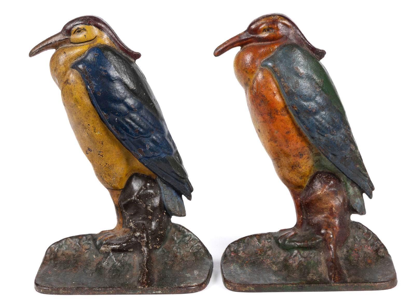 AMERICAN CAST-IRON FIGURAL HERON DOORSTOPS, LOT OF TWO (1 of 3)