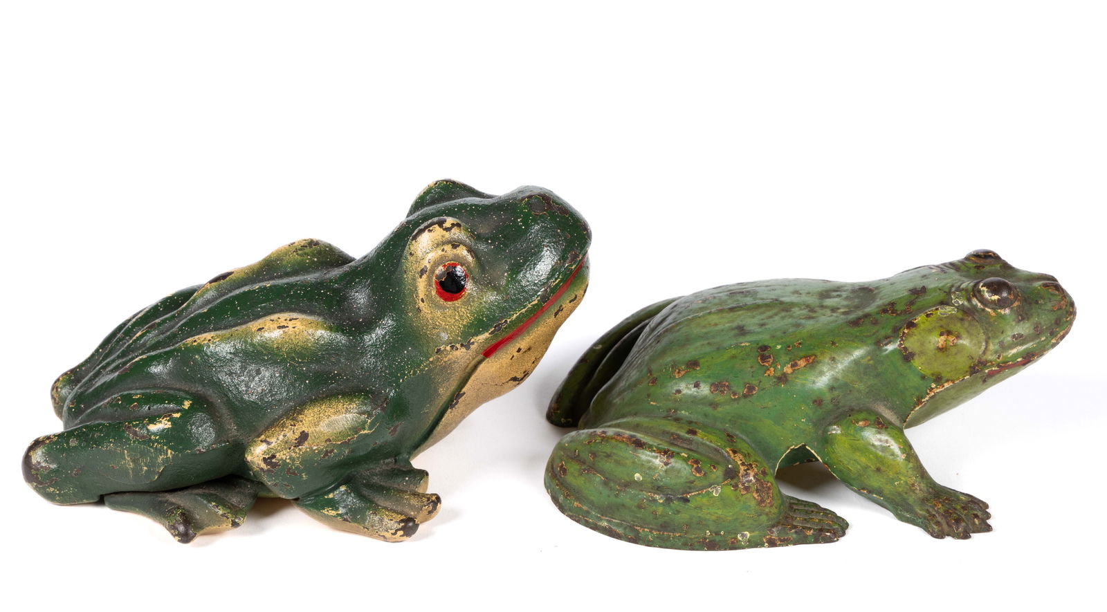 AMERICAN CAST-IRON FIGURAL FROG DOORSTOPS, LOT OF TWO (1 of 3)