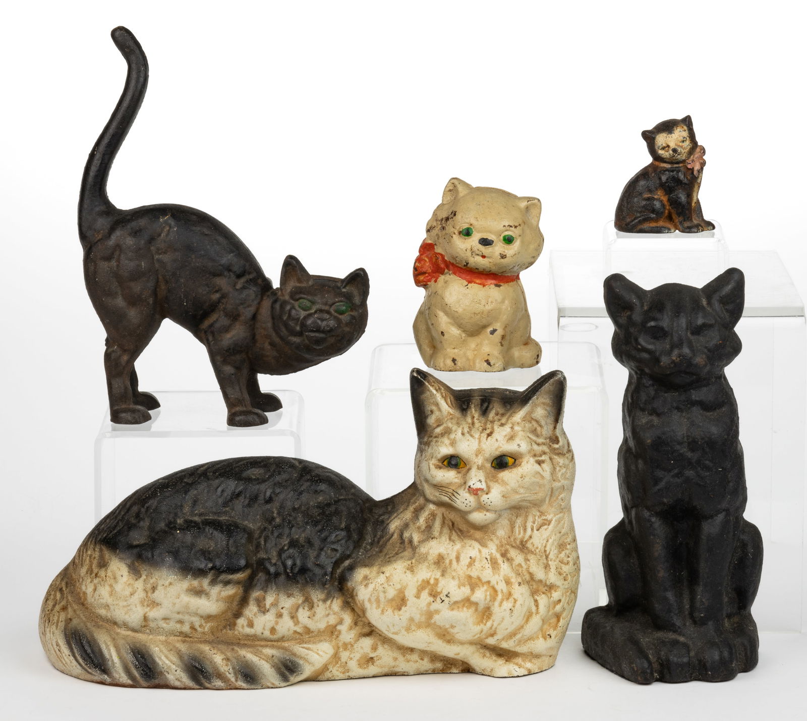 ASSORTED CAST-IRON FIGURAL CAT DOORSTOPS, LOT OF FOUR (1 of 2)