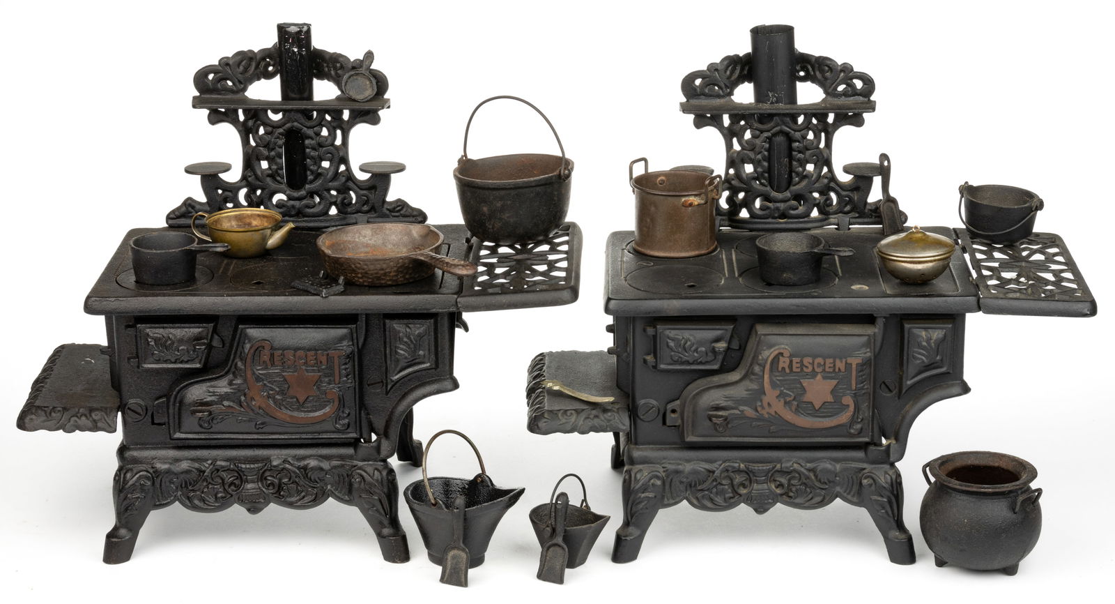 CONTEMPORARY CAST-IRON CHILD'S TOY STOVES, LOT OF TWO (1 of 1)