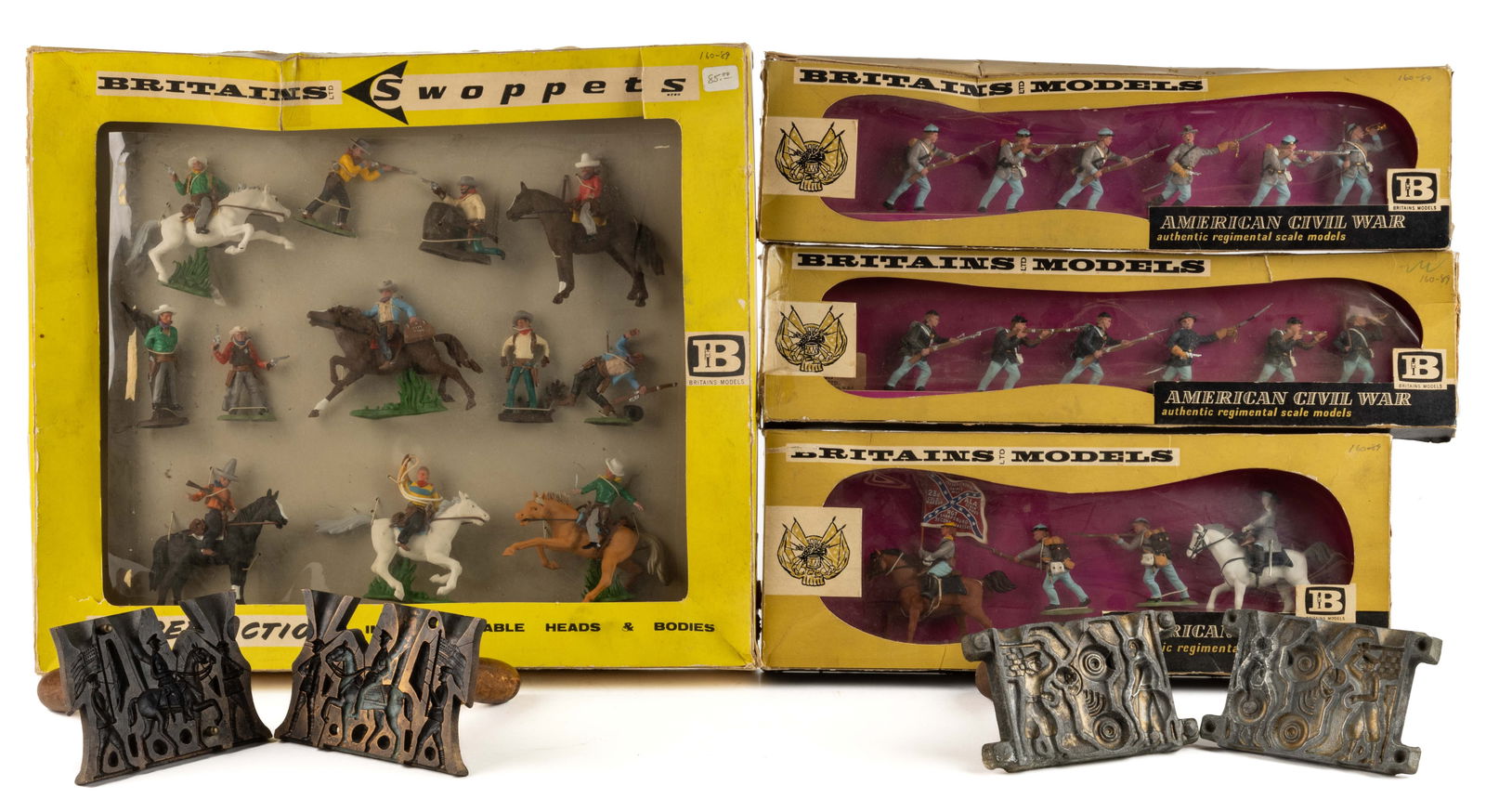 BRITAINS CIVIL WAR SOLIDER / WESTERN FIGURE BOXED SETS, LOT OF FOUR SETS (1 of 1)