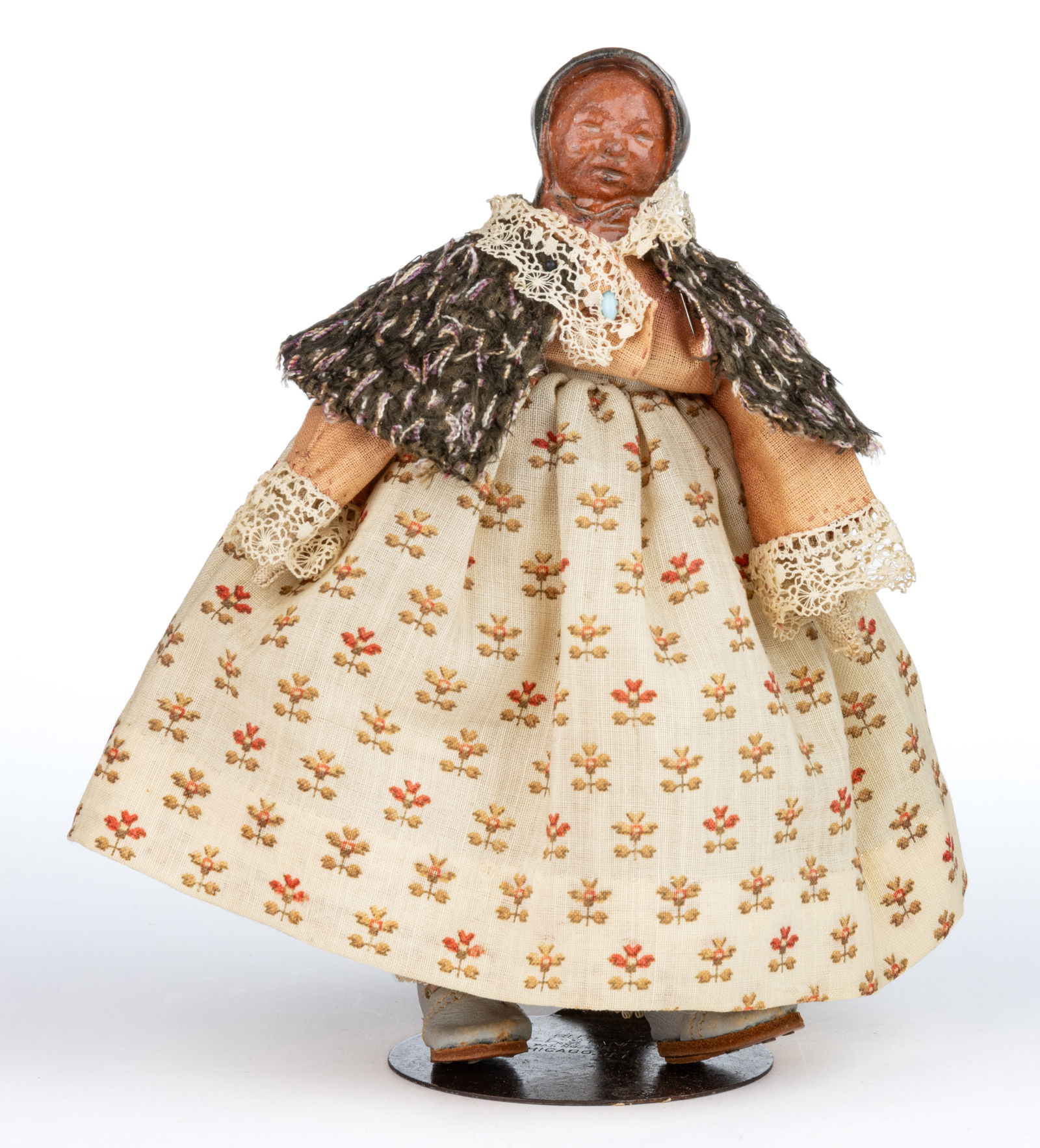 PENNSYLVANIA ATTRIBUTED GLAZED EARTHENWARE / REDWARE SHOULDER-HEAD DOLL (1 of 5)