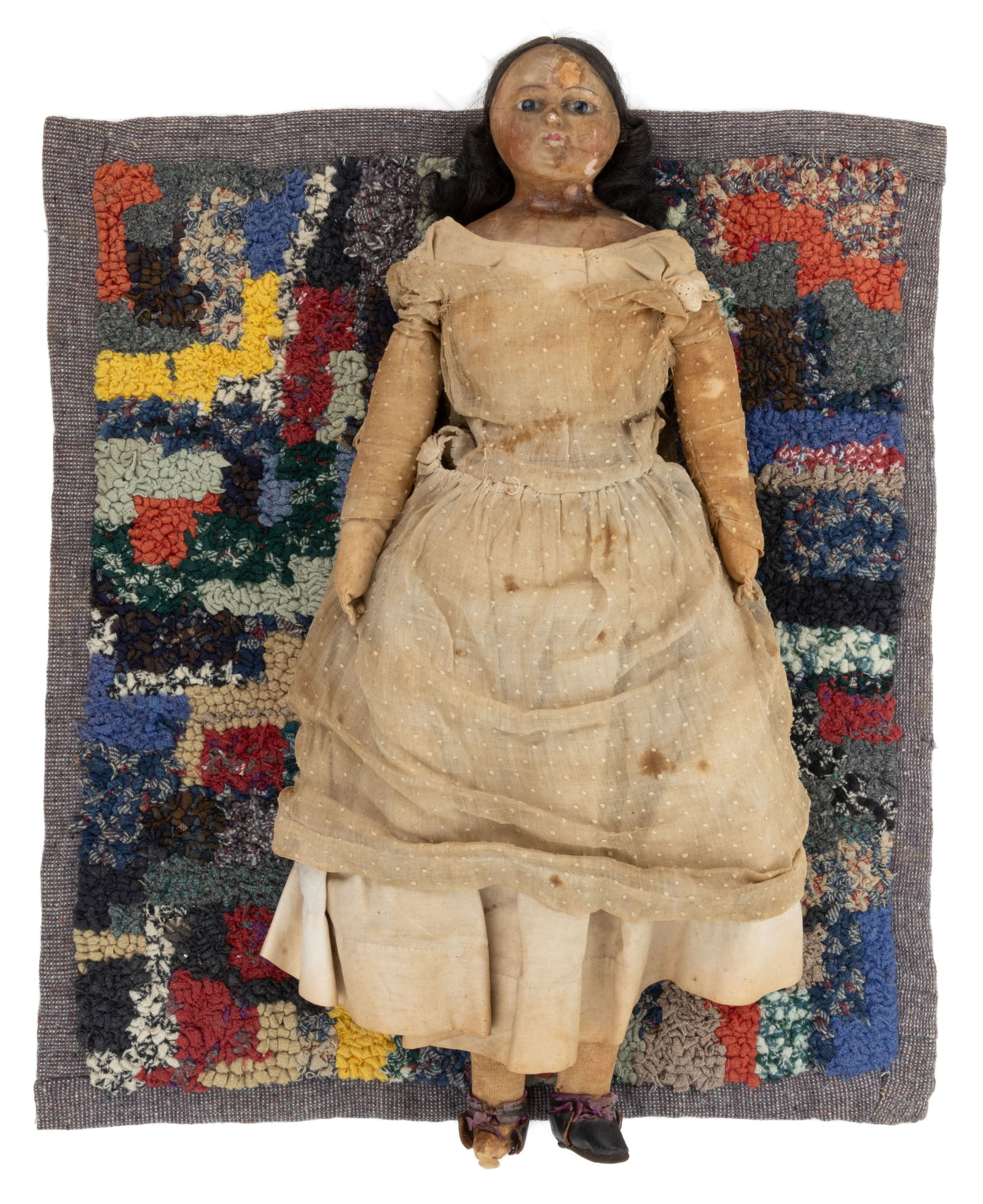 WAX OVER PAPIER-MACHE YOUNG LADY DOLL (1 of 6)