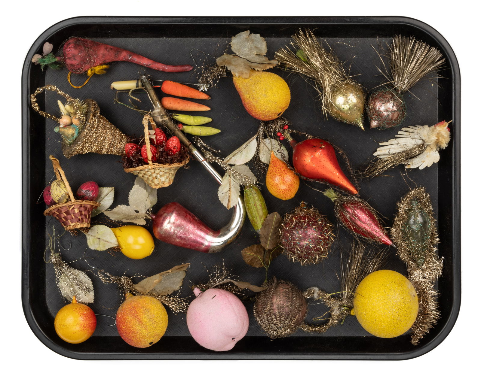 GERMAN VICTORIAN WIRE-WRAPPED / TINSEL CHRISTMAS ORNAMENTS, LOT OF 24 (1 of 1)