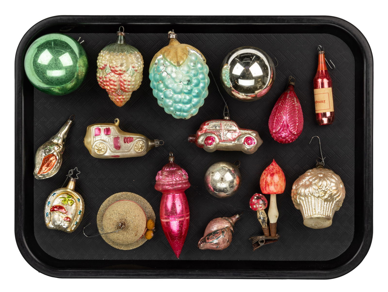 GERMAN BLOWN-GLASS FIGURAL CHRISTMAS ORNAMENTS, LOT OF 16 (1 of 1)