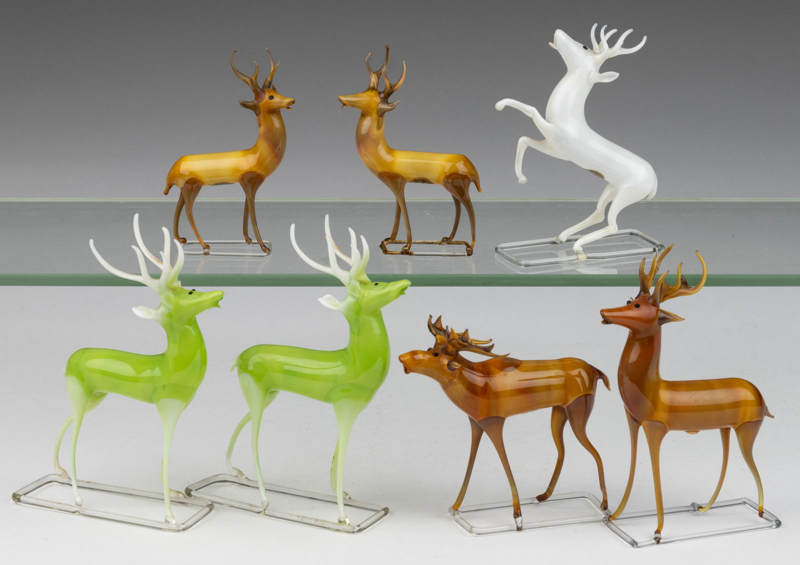 GERMAN ART GLASS BIMINI-TYPE CHRISTMAS ORNAMENTS / FIGURES, LOT OF SEVEN (1 of 1)