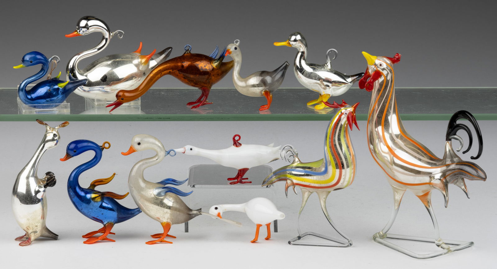 GERMAN ART GLASS BIMINI-TYPE CHRISTMAS ORNAMENTS / FIGURES, LOT OF 12 (1 of 1)