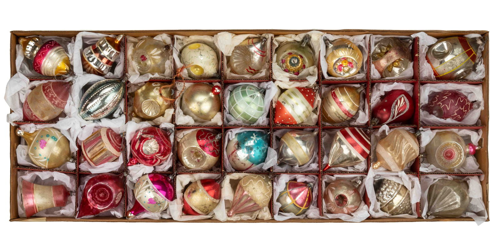 GERMAN FREE-BLOWN GLASS CHRISTMAS ORNAMENTS, LOT OF 36 (1 of 1)