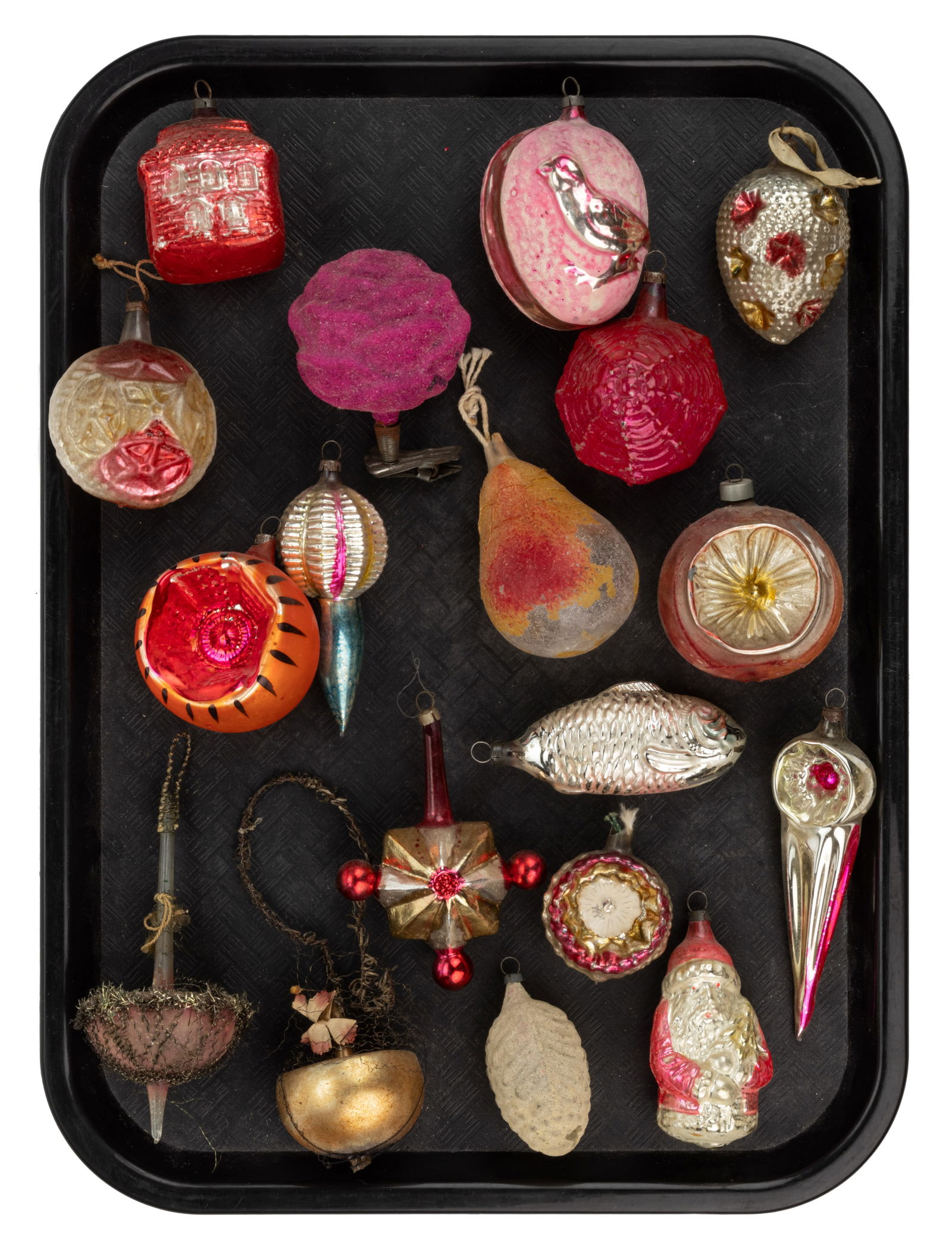 GERMAN BLOWN-GLASS FIGURAL CHRISTMAS ORNAMENTS, LOT OF 18 (1 of 1)