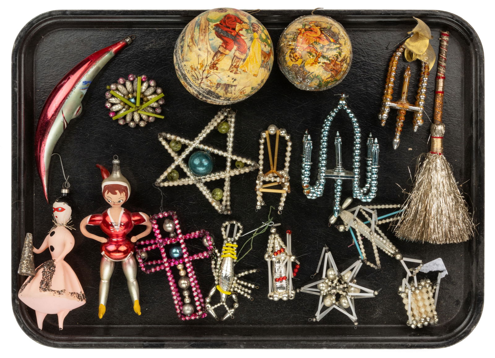 ASSORTED MID-CENTURY CHRISTMAS ORNAMENTS, LOT OF 17 (1 of 1)