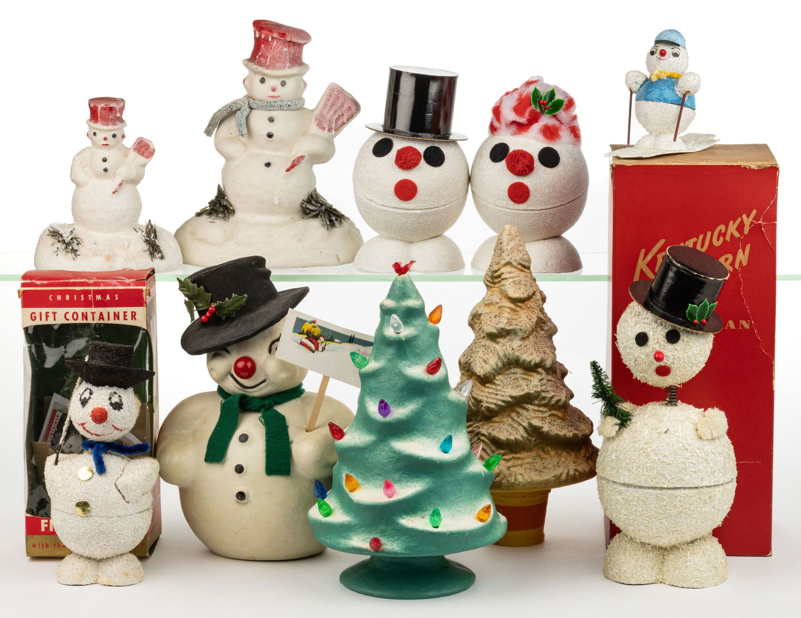 AMERICAN / JAPANESE PULP AND PAPIER-MACHE SNOWMAN FIGURES, LOT OF 11 (1 of 1)