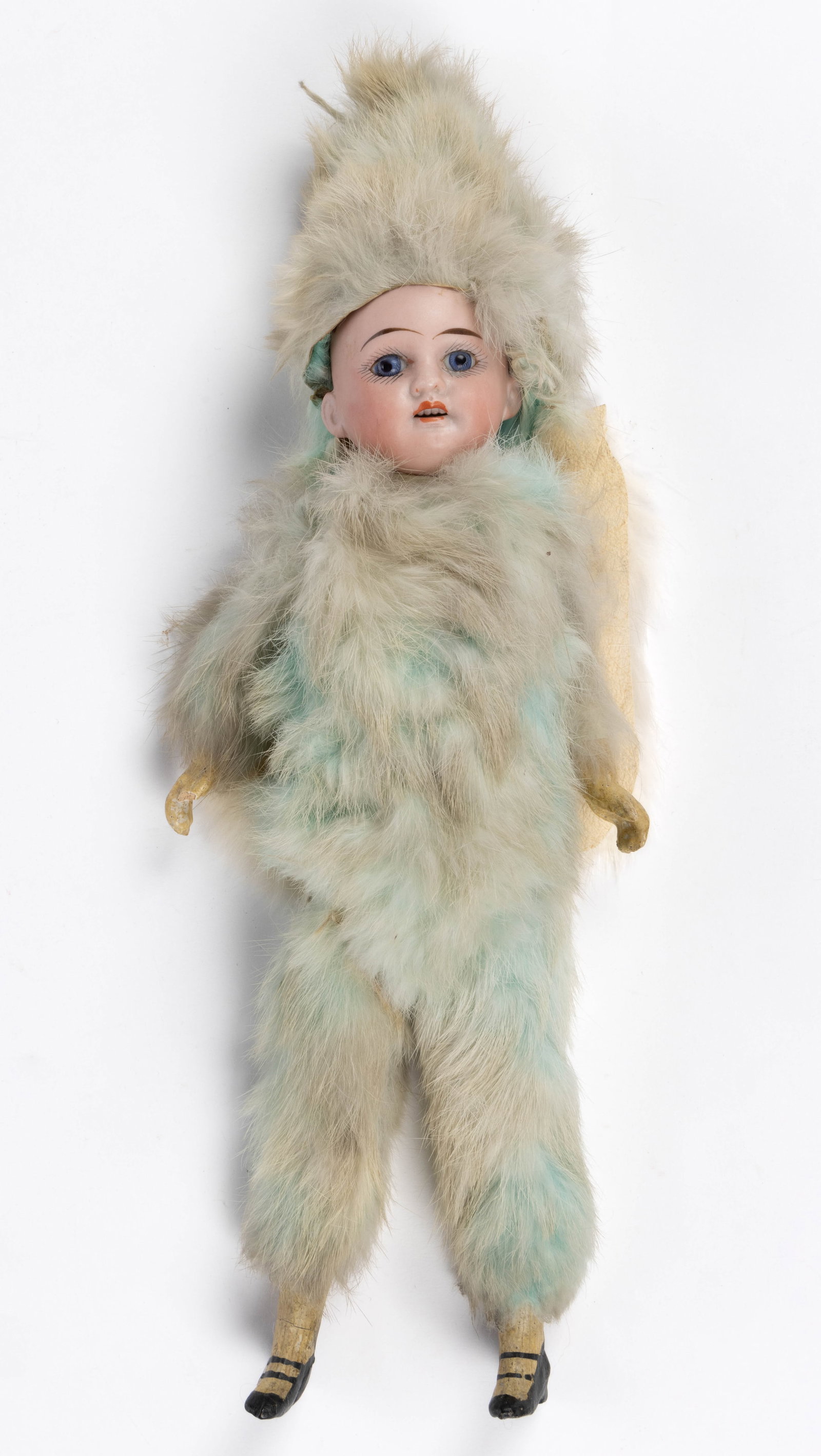 GERMAN ARMAND MARSEILLE BISQUE-HEAD SNOWBABY DOLL: GERMAN ARMAND MARSEILLE BISQUE-HEAD SNOWBABY DOLL, socket head, incised "1894 / AM5/ODEP" to back of head, blue glass eyes, hand-painted facial features, pink lips with open mouth and f