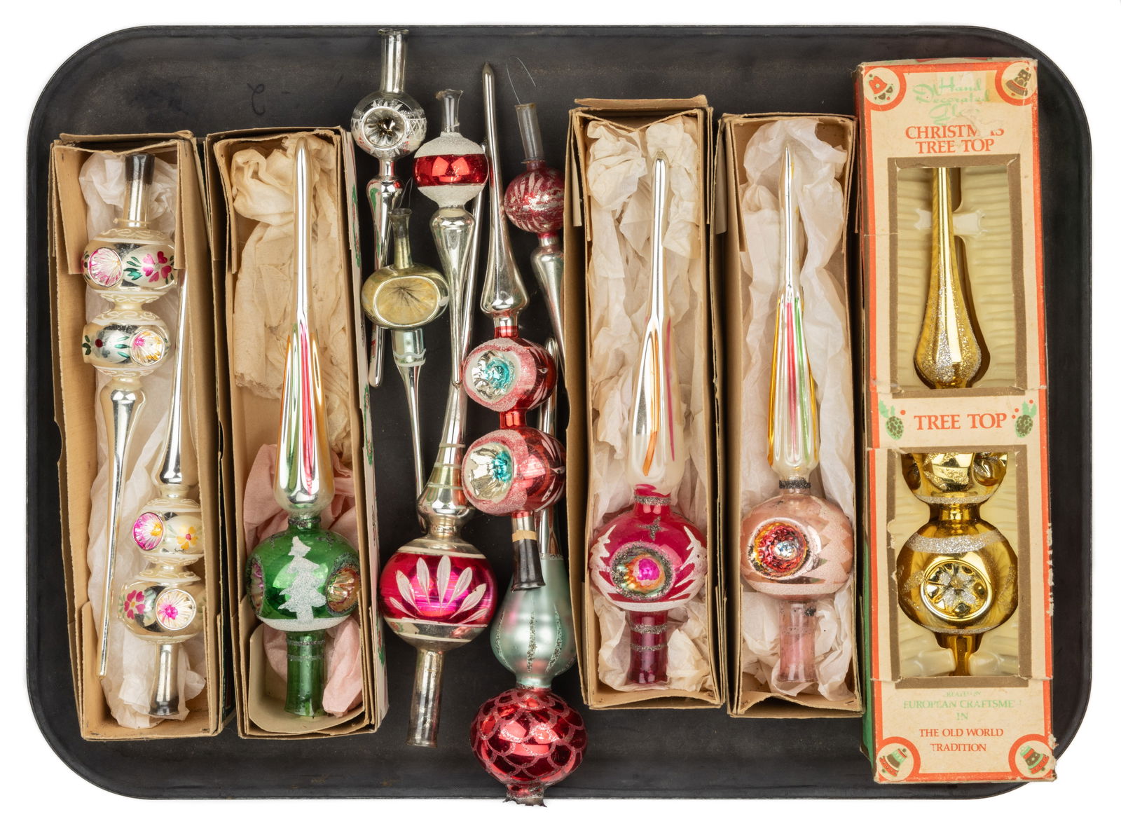 GERMAN / POLISH BLOWN-GLASS CHRISTMAS TREE TOPPERS, LOT OF 13 (1 of 1)